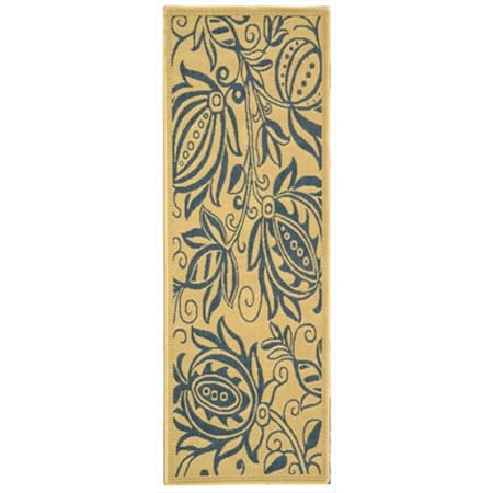 Safavieh 2 Ft. -4 In. X 6 Ft. -7 In. Runner Indoor-Outdoor Courtyard- Natural And Blue- Machine Made Rug CY2961-3101-27
